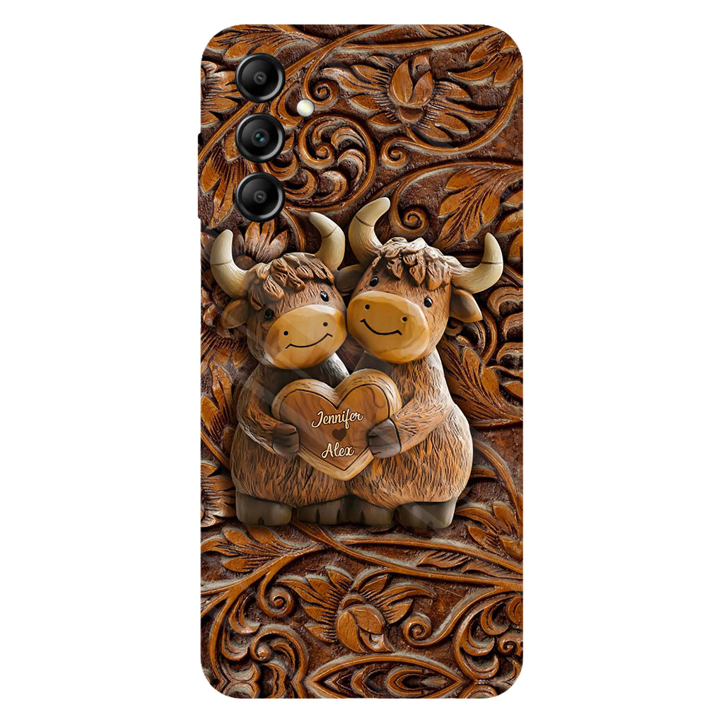 Cute Highland Cow Couple - Personalized Highland Cow Full Print Phone Case