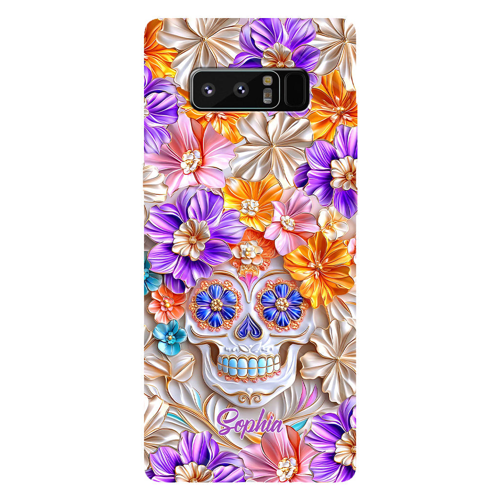Floral Skull - Personalized Skull Full Print Phone Case