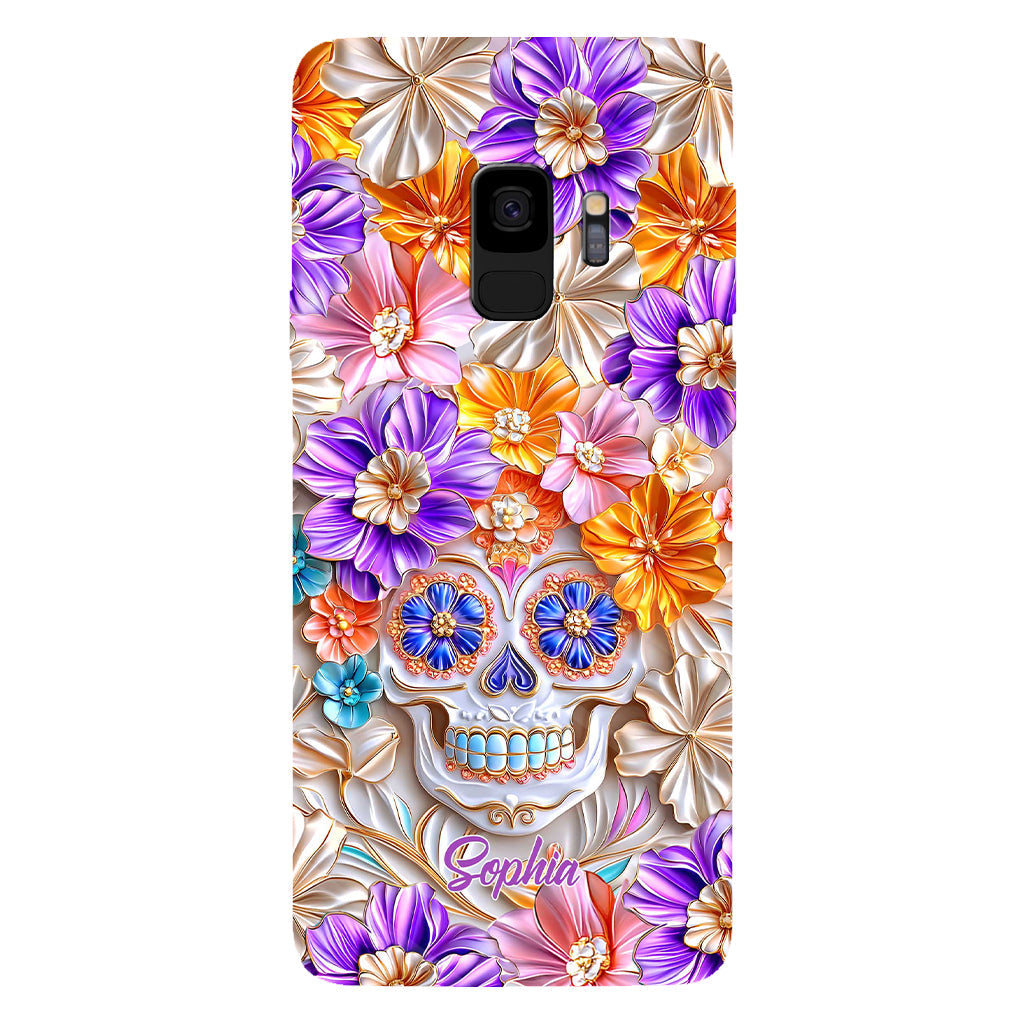 Floral Skull - Personalized Skull Full Print Phone Case