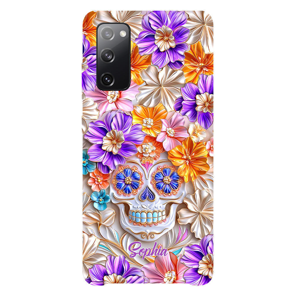 Floral Skull - Personalized Skull Full Print Phone Case