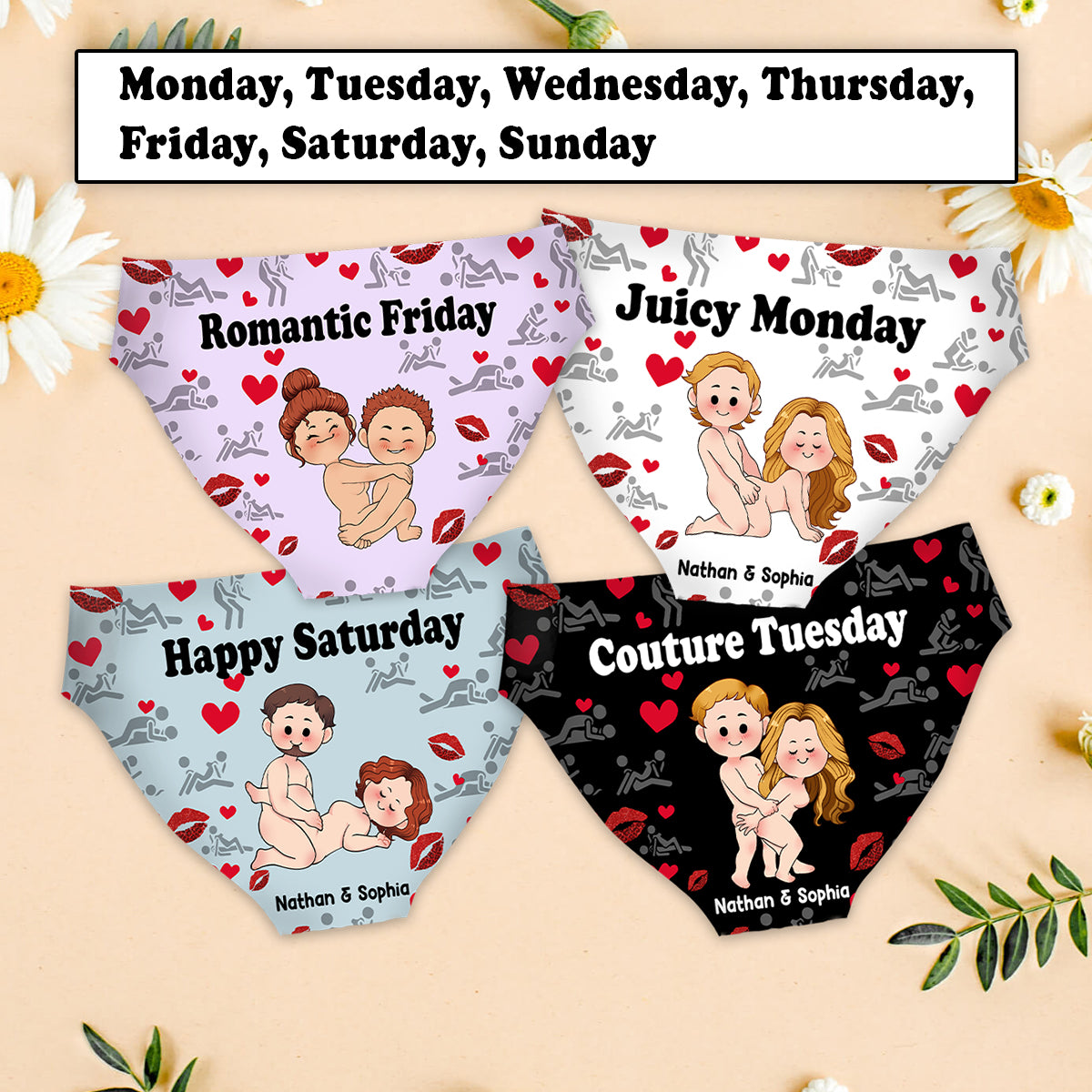 Juicy Monday - Personalized Couple Women Briefs