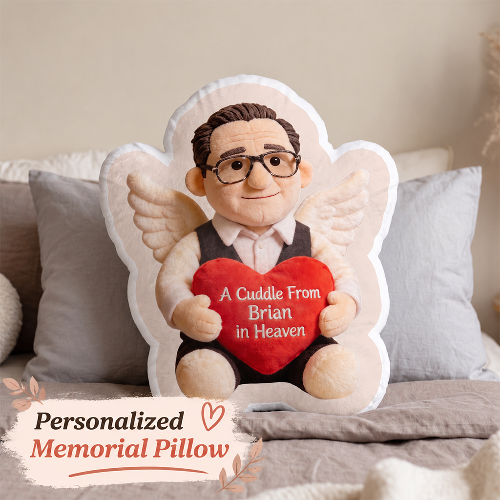 Personalized Black Little Girl Memorial Shaped Pillow Loss of Loved One Gift