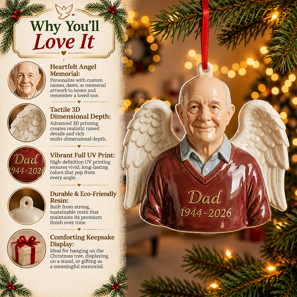 Personalized Christmas Older Latina Woman Grandma Memorial 3D Ornament