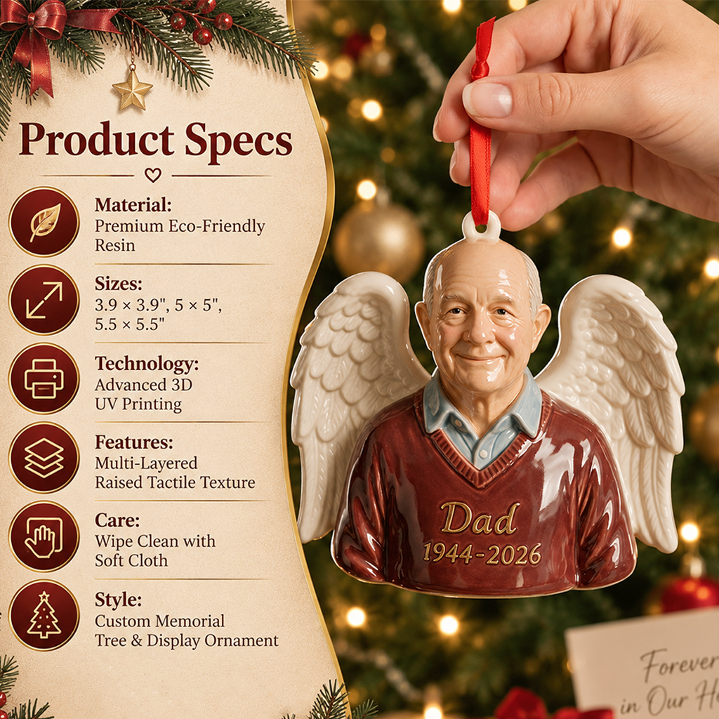 Personalized Christmas Older Man Grandpa Memorial 3D Ornament