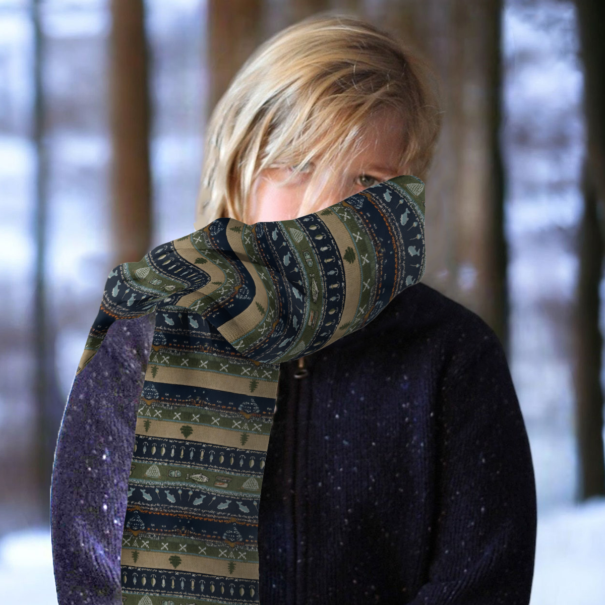 Hooked on Fishing - Personalized Fishing Knitted Scarf