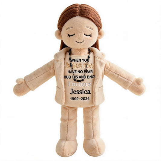 Custom Memorial Latin Women Plush Doll - Personalized Wife Mom Memorial Bear, Comforting Grief Keepsake Gift