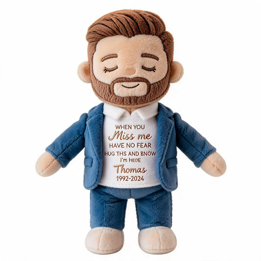 Custom Memorial Latin Men Plush Doll - Personalized Husband Dad Memorial Bear, Comforting Grief Keepsake Gift
