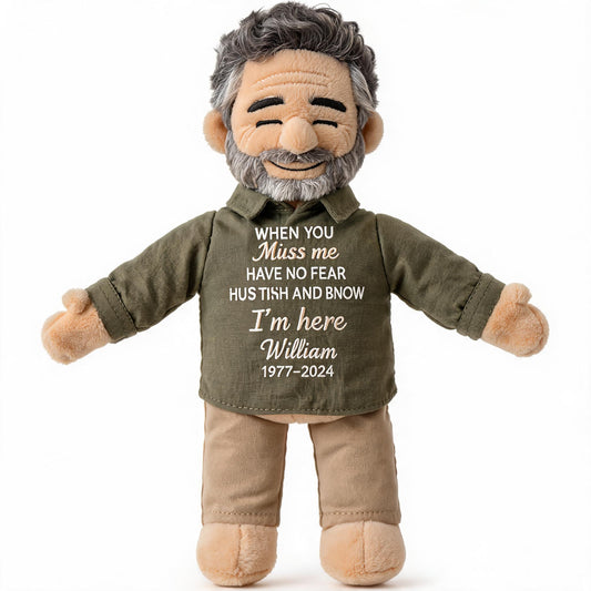 Custom Memorial Older Latin Men Grandpa Plush Doll - Personalized Abuelo Memorial Bear, Comforting Grief Keepsake Gift