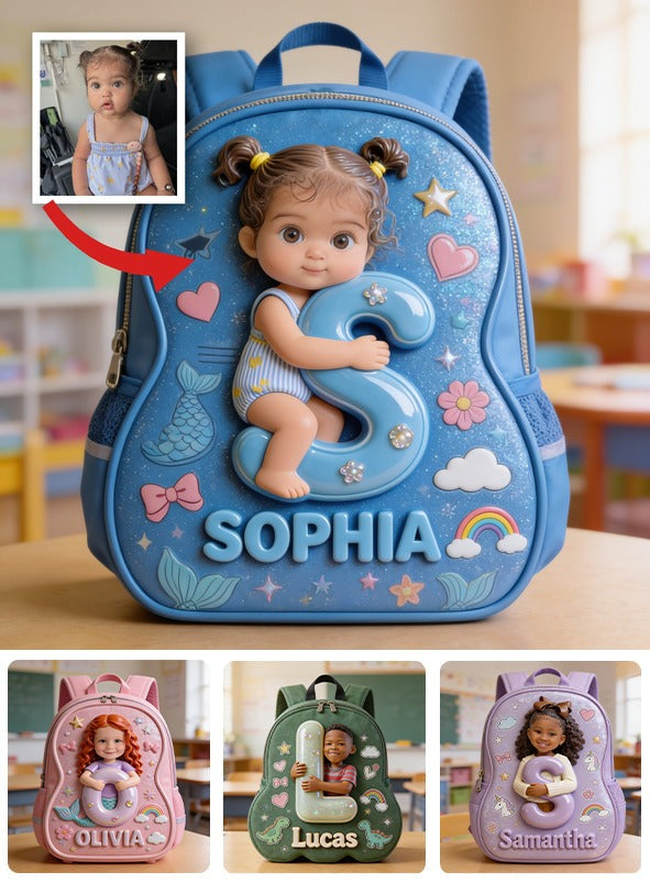 Personalized 3D Latin Baby Girl Custom Name Backpack, Glitter Toddler Preschool Bag Gift for Little Girls