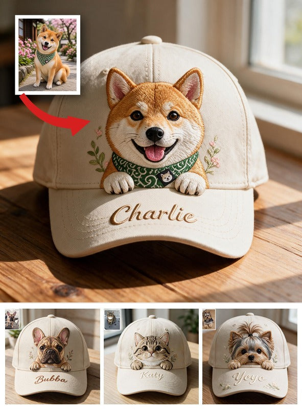 Personalized Embroidered Smiling Shiba Inu Classic Cap, Custom Dog Lover Gift Casual Outdoor Sun Hat