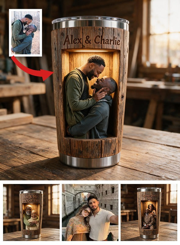 Personalized LGBT Black Couple Tumbler 'You & Me We Got This' Custom Gift for Gay Partner Anniversary Pride Everyday Drinkware