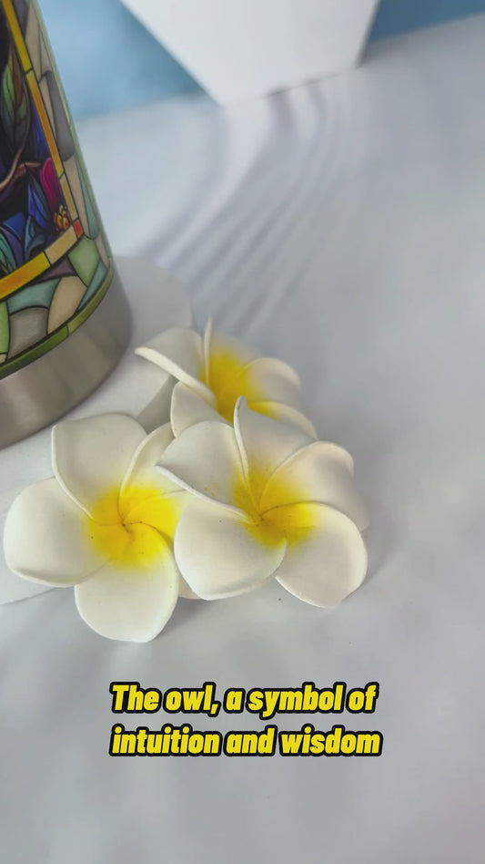 Cute Owl Stained Glass - Personalized Owl Tumbler