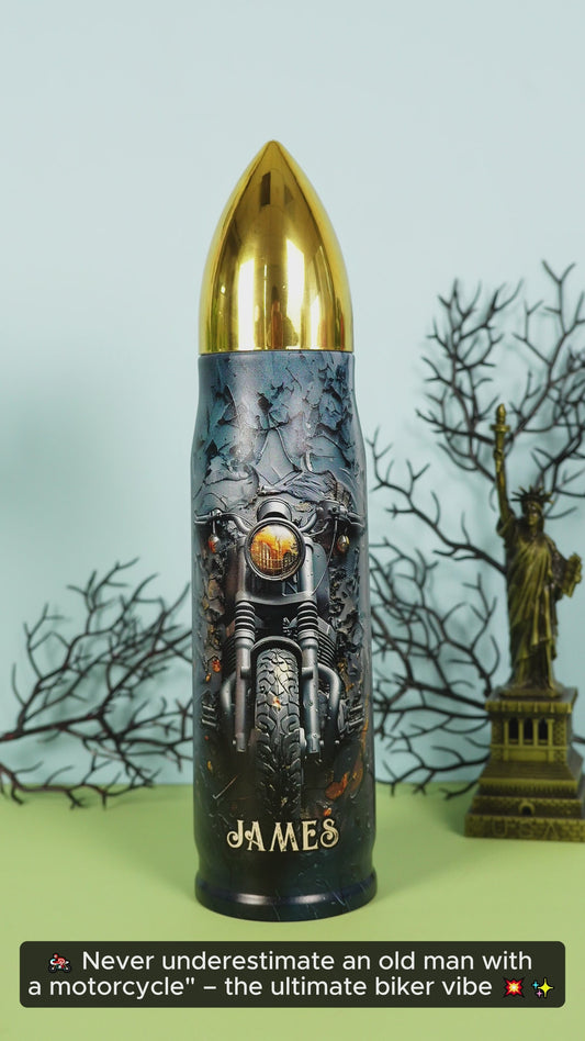 Never Underestimate An Old Man With A Motorcycle - Personalized Biker Bullet Tumbler