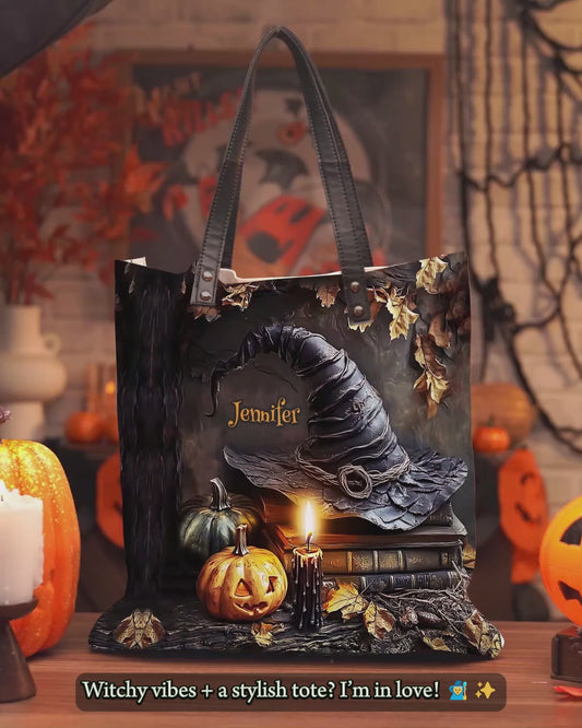 A Witch's Autumn Ritual - Personalized Witch Tote Bag