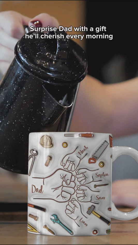 Father And Children Fist Bump - Personalized Father Mug