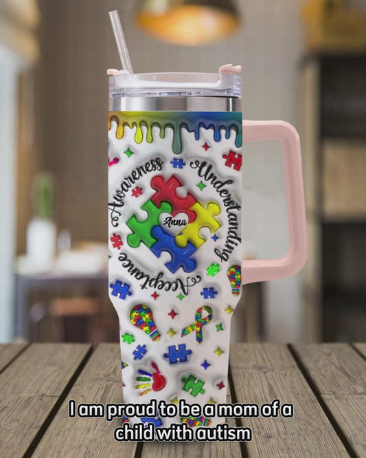 Autism Awareness - Personalized Autism Awareness Tumbler With Handle