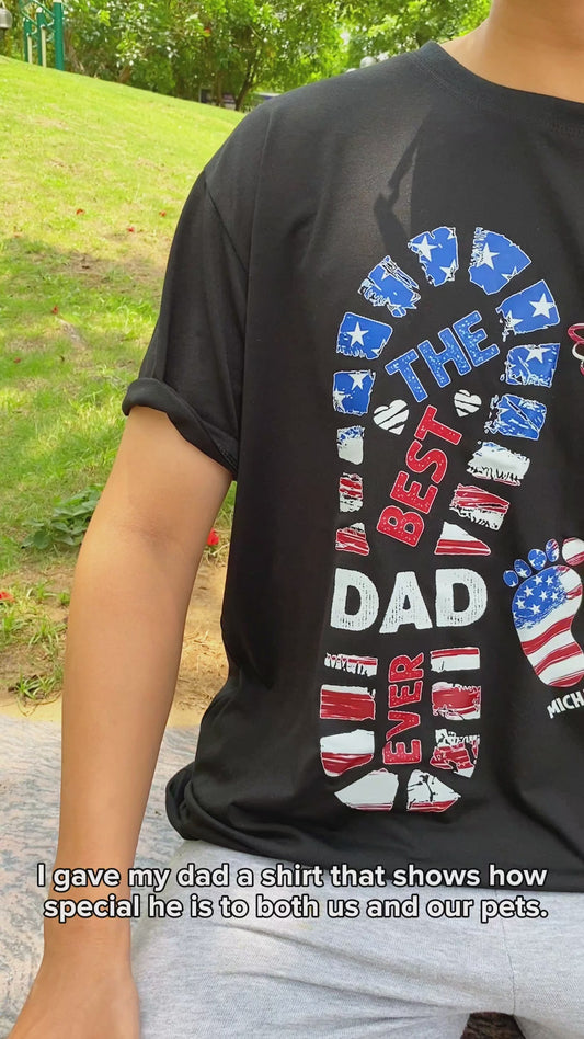 Dad Foot Print Paw Prints - Personalized Father T-shirt And Hoodie