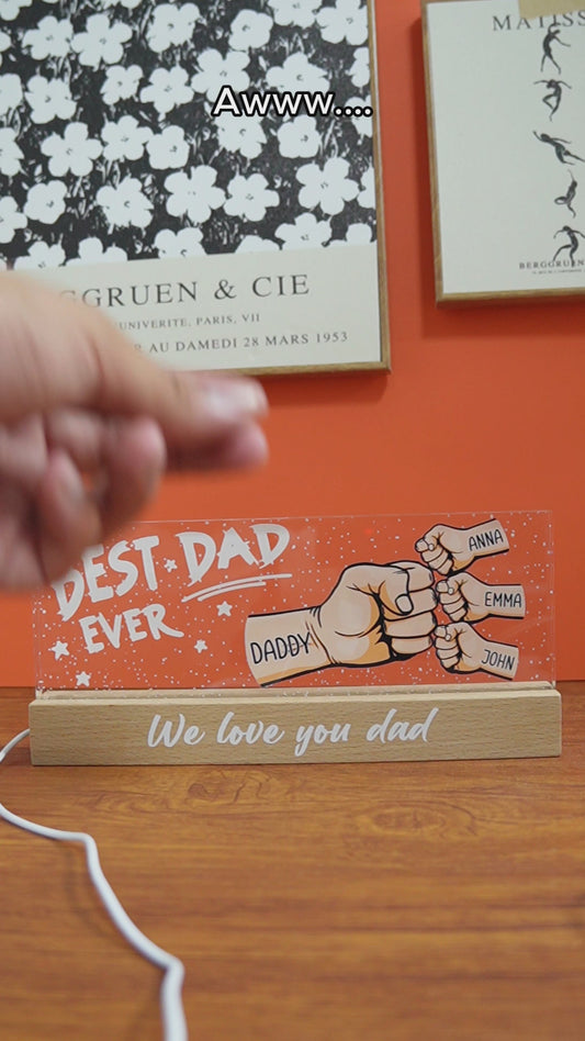 Daddy's Team Unbreakable Bond Best Dad Ever - Personalized Father Custom LED Night Light