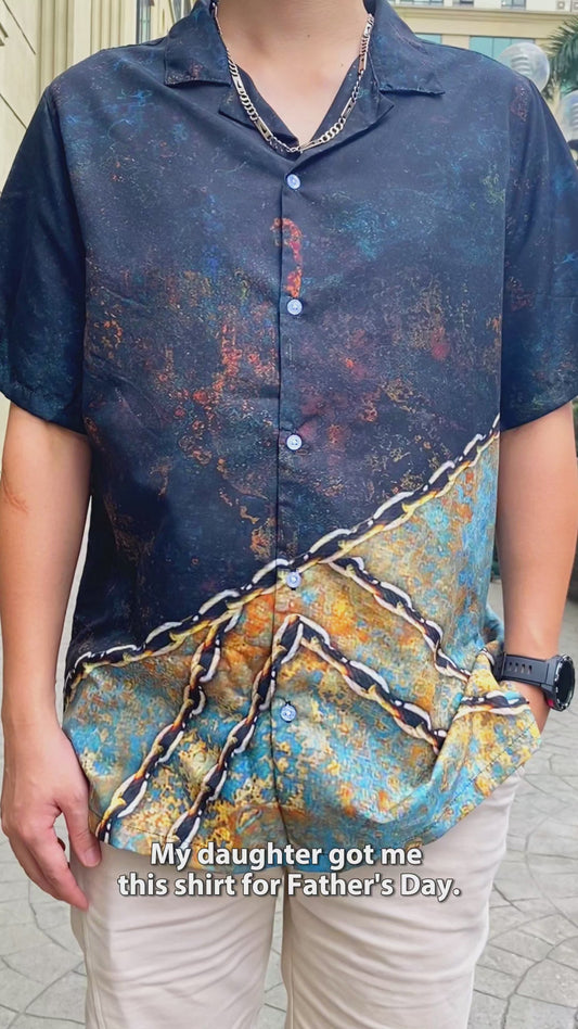 Grandpa's Wolf Pack Red Full Moon - Personalized Grandpa Hawaiian Shirt