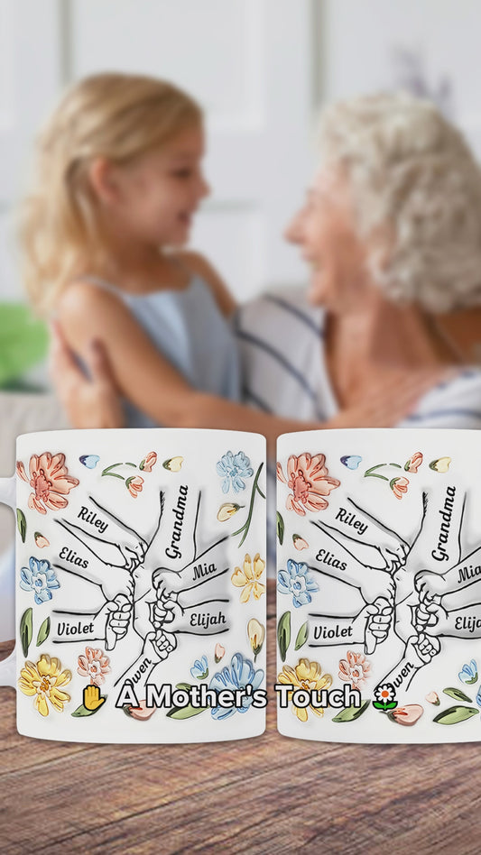 Mom's Love Hands Holding - Personalized Mother Mug