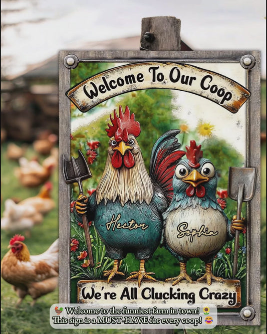 Welcome To Our Coop - Personalized Farmer Rectangle Metal Sign