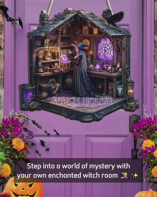 Mysterious Witch Room - Personalized Witch Custom Shaped Wood Sign