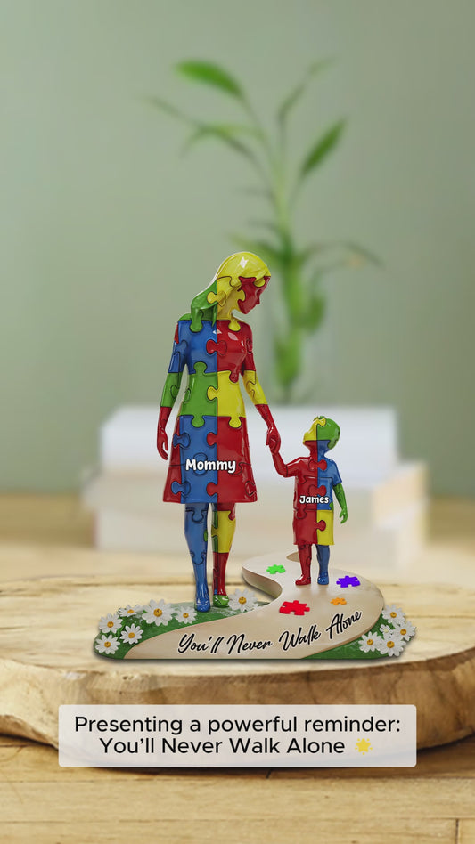 You'll Never Walk Alone - Personalized Autism Awareness Custom Shaped Acrylic Plaque