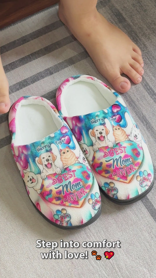 Best Mom Ever Fur Mama - Personalized Dog Slippers