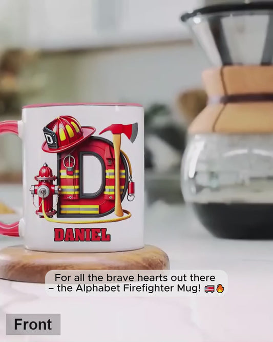 Alphabet Firefighter - Personalized Firefighter Accent Mug