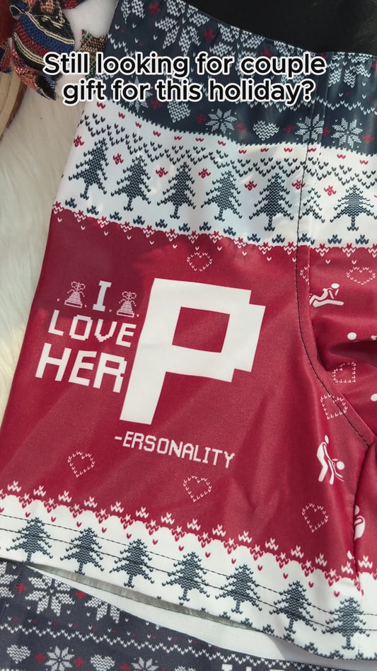 I Love Her P I Love His D - Personalized Couple Women Briefs & Men Boxer Briefs