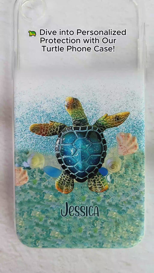 Under The Sea - Personalized Turtle Clear Phone Case