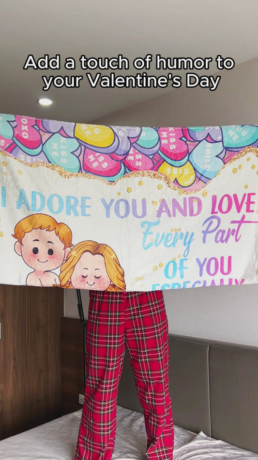 I Adore You And Love Every Part Of You - Personalized Couple Blanket