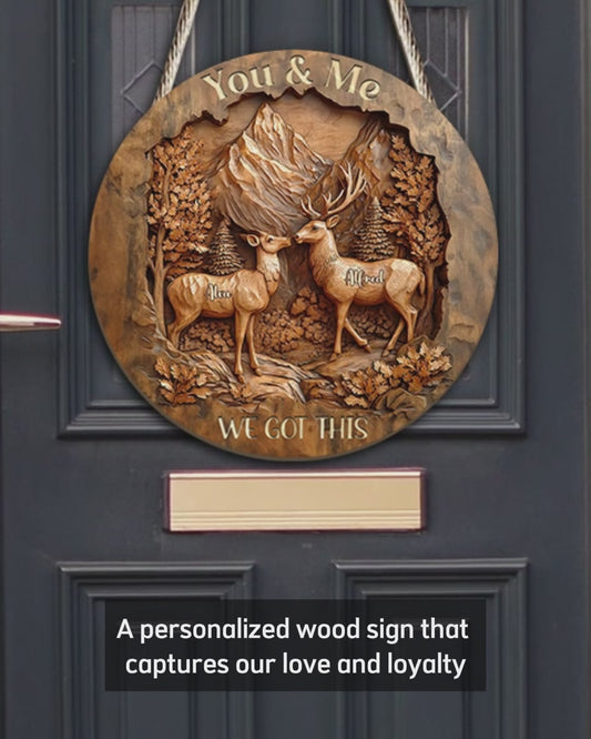 We Got This - Personalized Couple Round Wood Sign