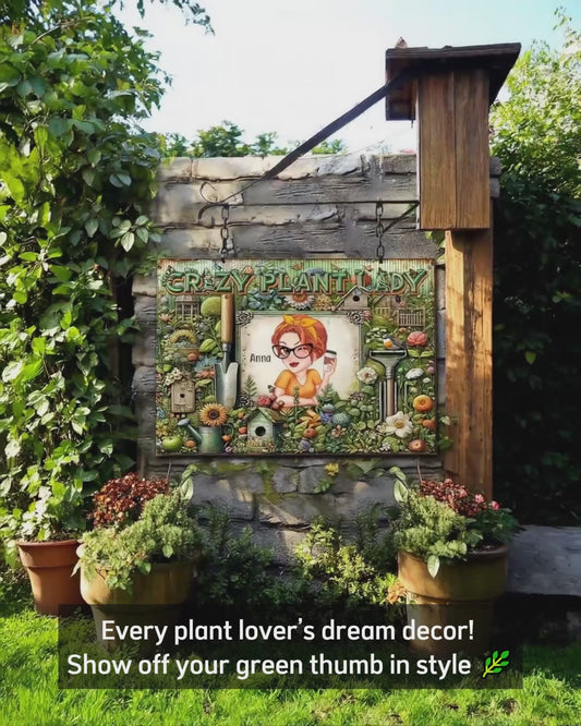 Crazy Plant Lady - Personalized Gardening Rectangle Metal Sign