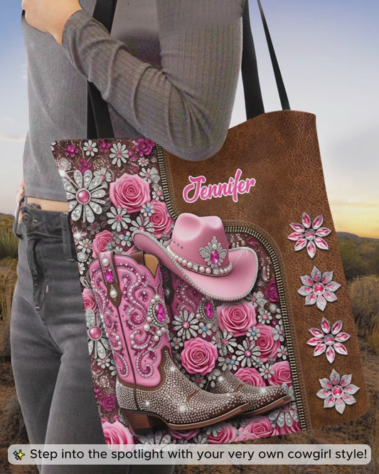 Beautiful Cowgirl Boots - Personalized Cowgirl Tote Bag