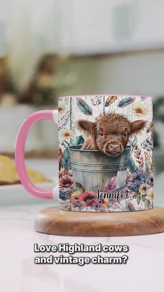 Baby Highland Cow Western Style - Personalized Accent Mug