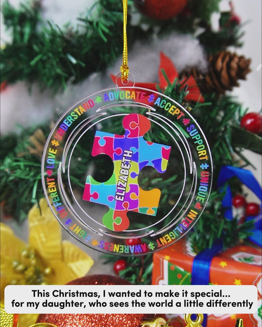Love Understand - Personalized Autism Awareness Transparent Ornament