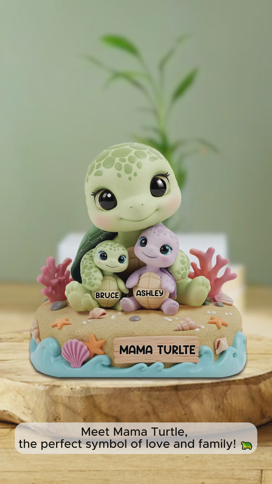 Mama Turtle - Personalized Mother Custom Shaped Acrylic Plaque