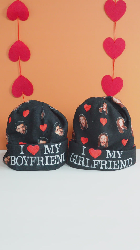 I Love My Girlfriend Boyfriend - Personalized Couple Beanie Hat