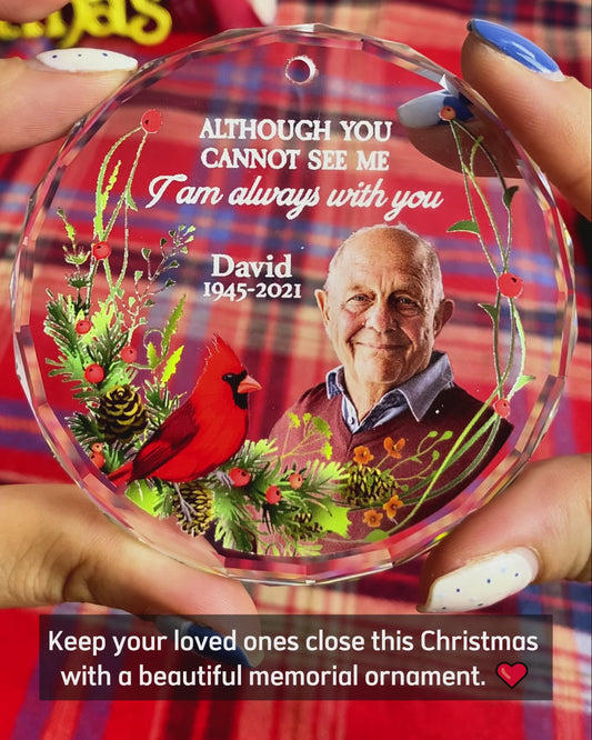 I'm Always With You - Personalized Memorial Round Shaped Glass Ornament