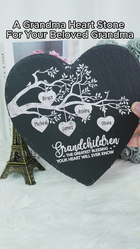 Grandkids Make Life More Grand Hearts - Personalized Grandma Heart Shaped Stone