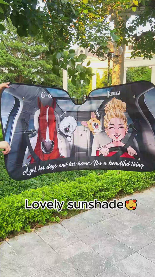 What A Beautiful Thing - Personalized Horse Car Sunshade