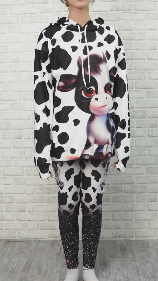 Moody Baby Cow - Personalized Cow Hoodie and Leggings
