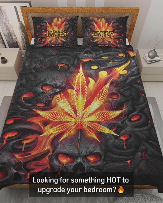 420 Lava Skull - Personalized Weed Quilt Set