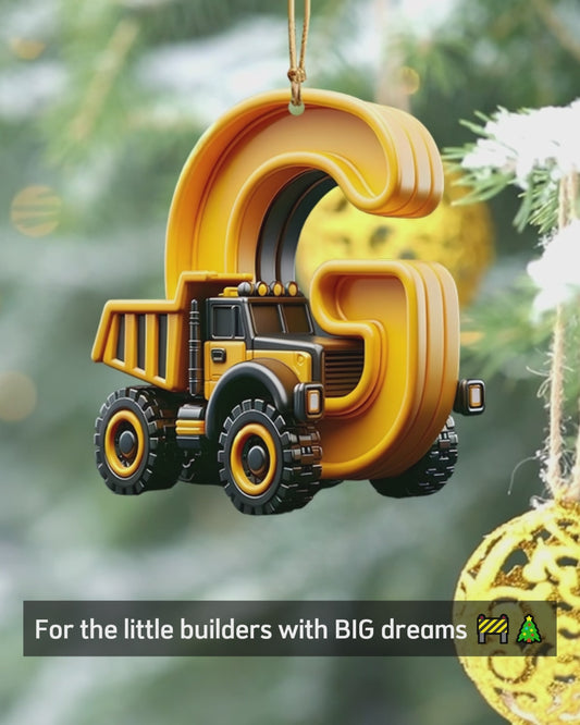 Construction Vehicles Letter Ornament - Personalized Kid Ornament