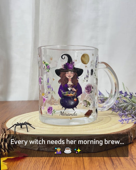 This Witch Needs Coffee Before Any Hocus Pocus - Personalized Witch Glass Mug