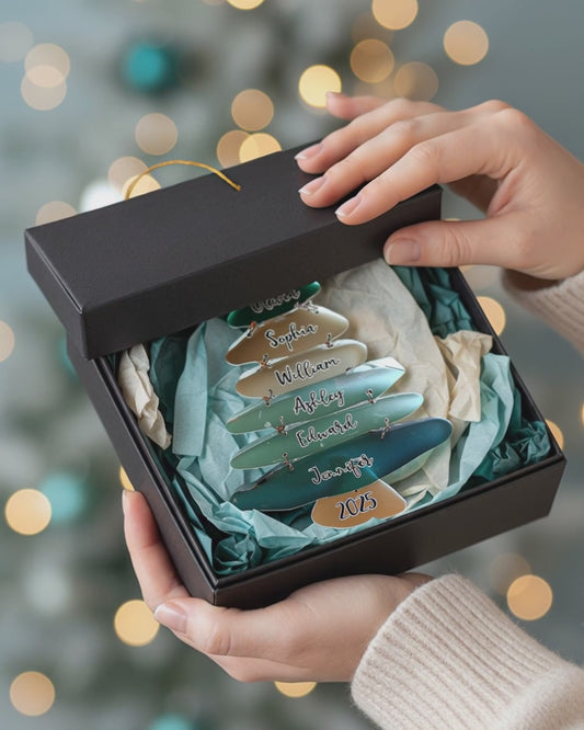 Family Sea Glass Christmas Tree - Personalized Family Ornament