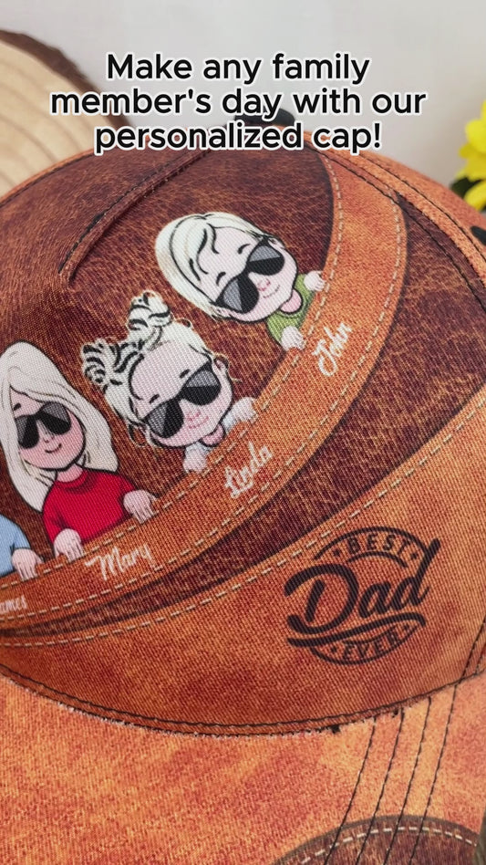 Best Dad Ever - Gift for dad, grandma, grandpa, mom, uncle, aunt - Personalized Leather Pattern Printed Classic Cap