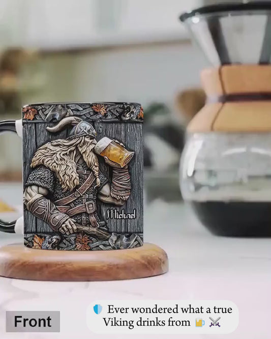 Viking Drinking Beer - Personalized Viking Accent Mug