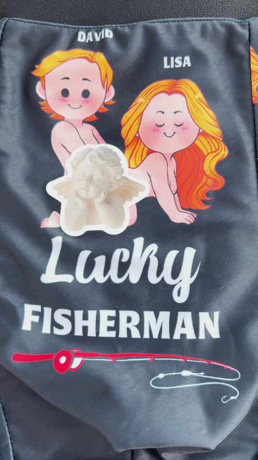 Lucky Fisherman And Best Catch of His Life - Personalized Fishing Women Briefs & Men Boxer Briefs